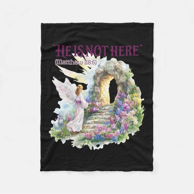 He Is Not Here - Pastel Watercolor  Fleece Blanket (Front)