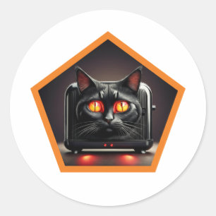 He Is Part Black Cat And Part Toaster Classic Round Sticker
