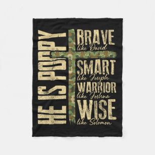 He Is Ppy Camo Religious Father's Day Christian Da Fleece Blanket