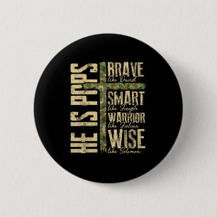 He Is Ps Camo Religious Father's Day Christian Dad 6 Cm Round Badge