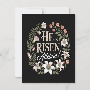 He Is Risen Alleluia Floral Christian Easter Announcement