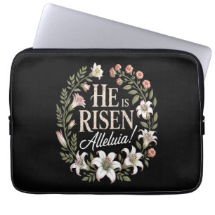 He Is Risen Alleluia Floral Christian Easter Laptop Sleeve