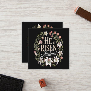 He Is Risen Alleluia Floral Christian Easter Loyalty Card