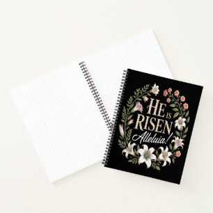 He Is Risen Alleluia Floral Christian Easter Notebook