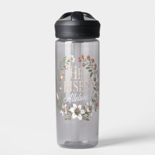 He Is Risen Alleluia Floral Christian Easter Water Bottle