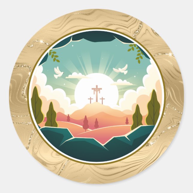 He is Risen and Celebration of Resurrection Sunday Classic Round Sticker (Front)