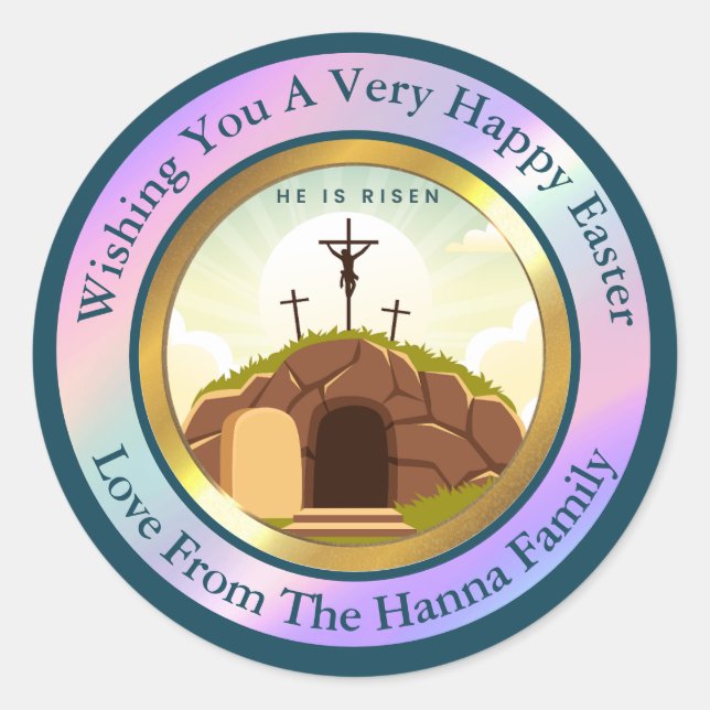 He is Risen and Celebration of Resurrection Sunday Classic Round Sticker (Front)