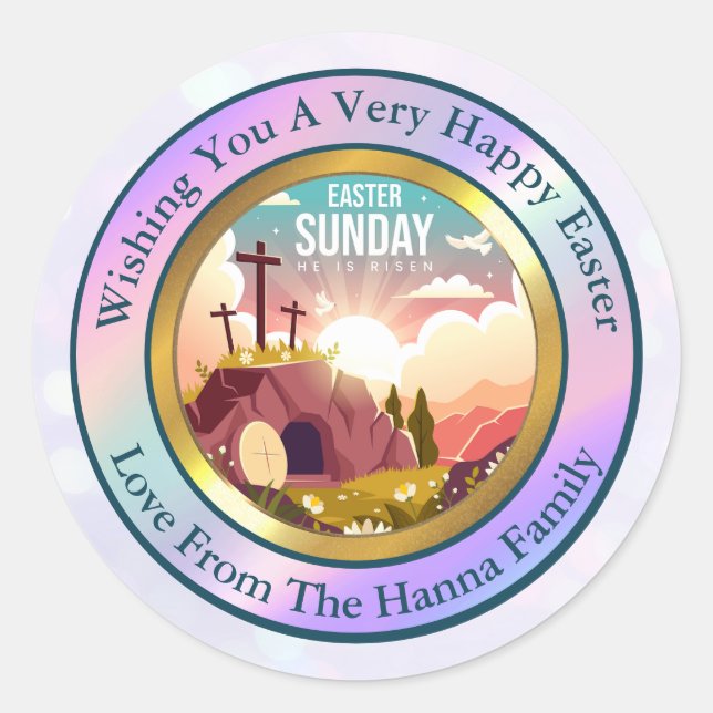 He is Risen and Celebration of Resurrection Sunday Classic Round Sticker (Front)