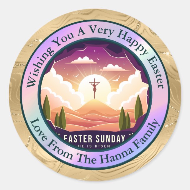 He is Risen and Celebration of Resurrection Sunday Classic Round Sticker (Front)