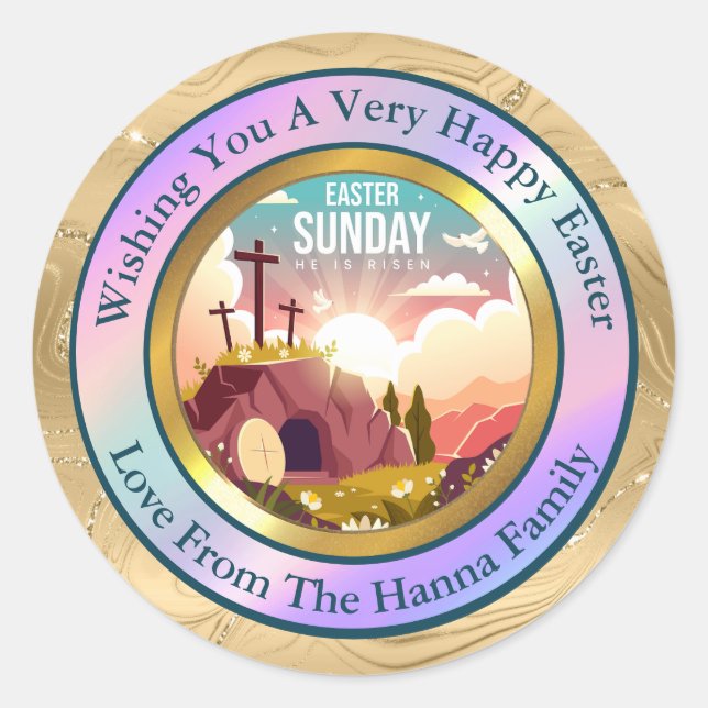 He is Risen and Celebration of Resurrection Sunday Classic Round Sticker (Front)