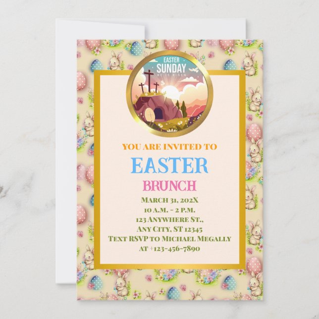 He is Risen and Celebration of Resurrection Sunday Invitation (Front)