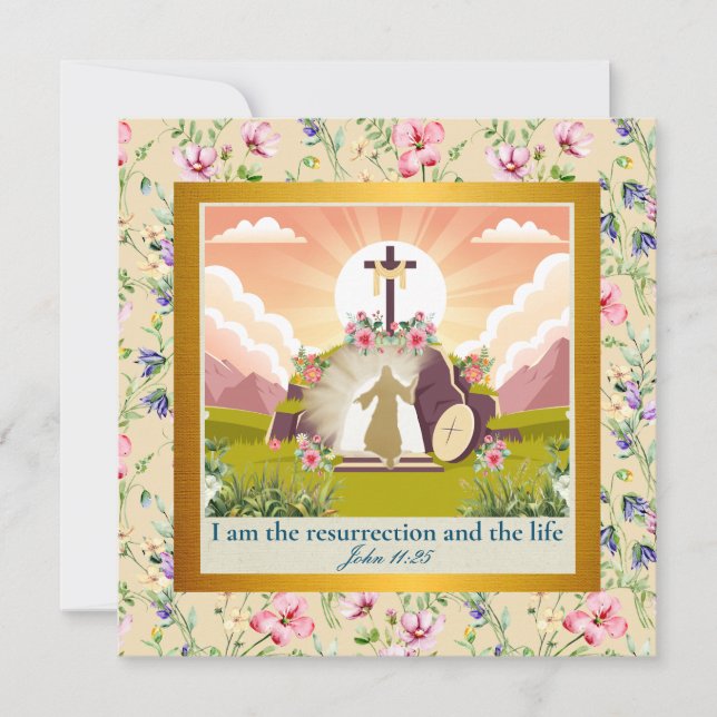 He is Risen and Celebration of Resurrection Sunday Invitation (Front)