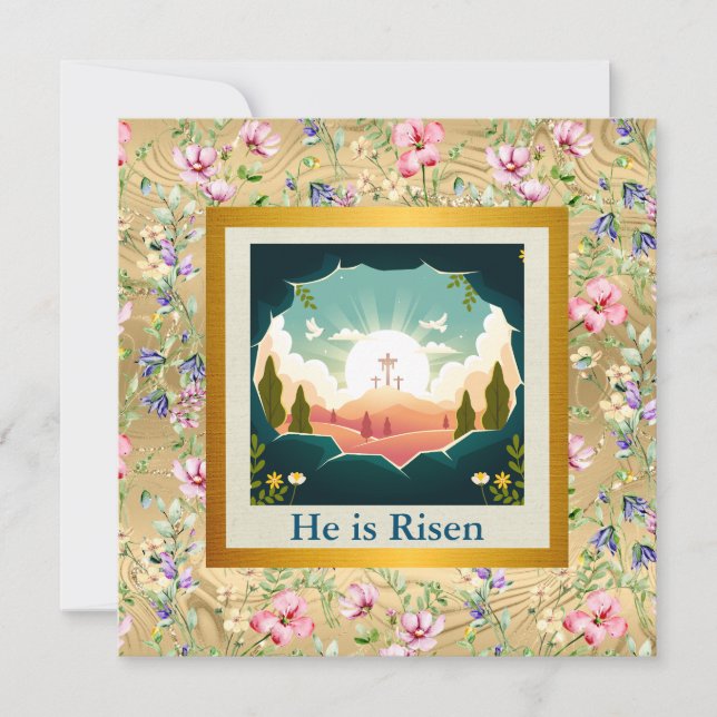 He is Risen and Celebration of Resurrection Sunday Invitation (Front)