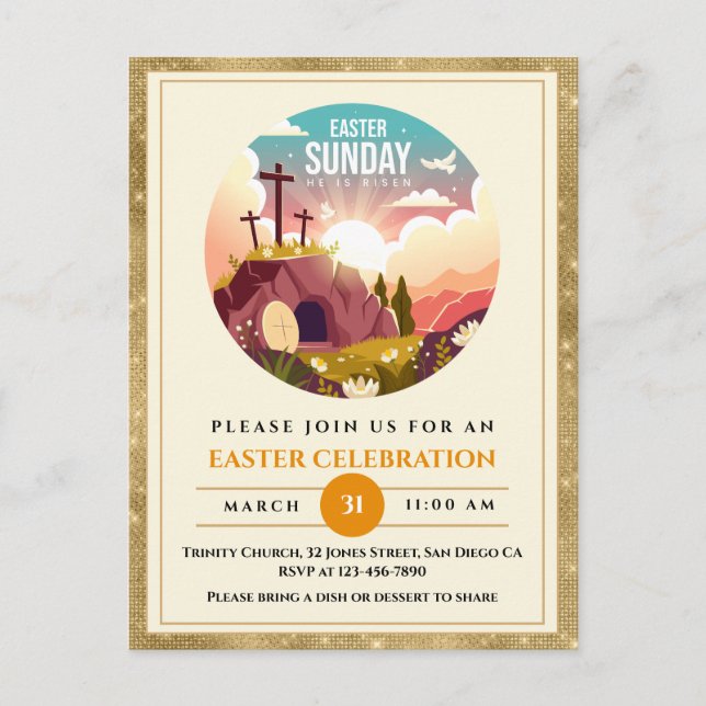 He is Risen and Celebration of Resurrection Sunday Postcard (Front)