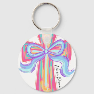 He Is Risen And Happy Easter, retro, vintage Key Ring