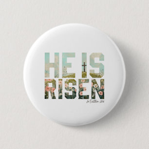 He is Risen Boho Easter Christian Jesus 6 Cm Round Badge