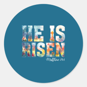 He is risen boho easter christian jesus classic round sticker