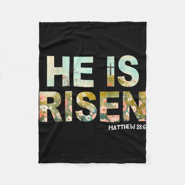 He is risen boho easter christian jesus  fleece blanket (Front)