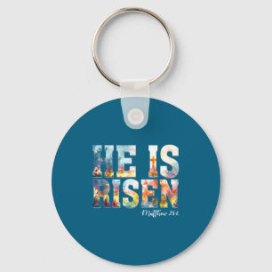 He is risen boho easter christian jesus key ring