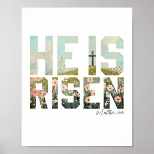 He is Risen Boho Easter Christian Jesus Poster