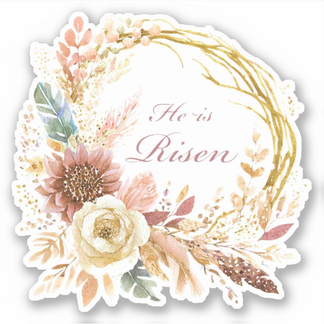 He is Risen boho floral wreath Easter (Front)