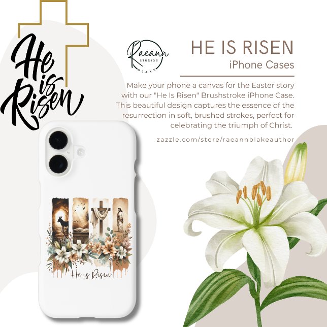 "He Is Risen" Brushstroke iPhone Case (Creator Uploaded)