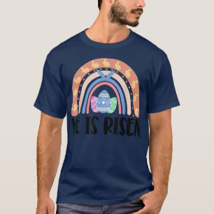 He Is Risen Bunny Easter Rainbow Funny Women Easte T-Shirt
