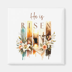 He Is Risen Christian Cross Jesus Bible Verse Happ Magnet