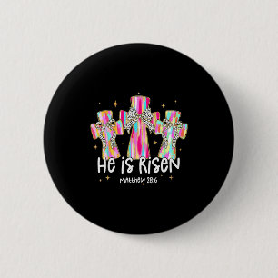 He Is Risen Christian Cross Jesus Coquette Bow Hap 6 Cm Round Badge