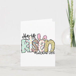 He Is Risen Christian Cross Jesus Easter Bunny Rab Card