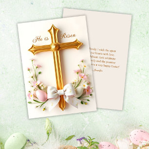 He Is Risen Christian Cross Religious Easter  Holiday Card