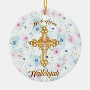 He is Risen Christian Easter Ceramic Tree Decoration