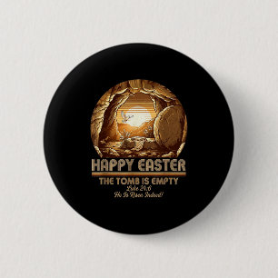 He is risen christian easter empty tomb bible 6 cm round badge