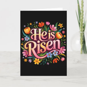 He Is Risen Christian Easter Floral Graphic Card