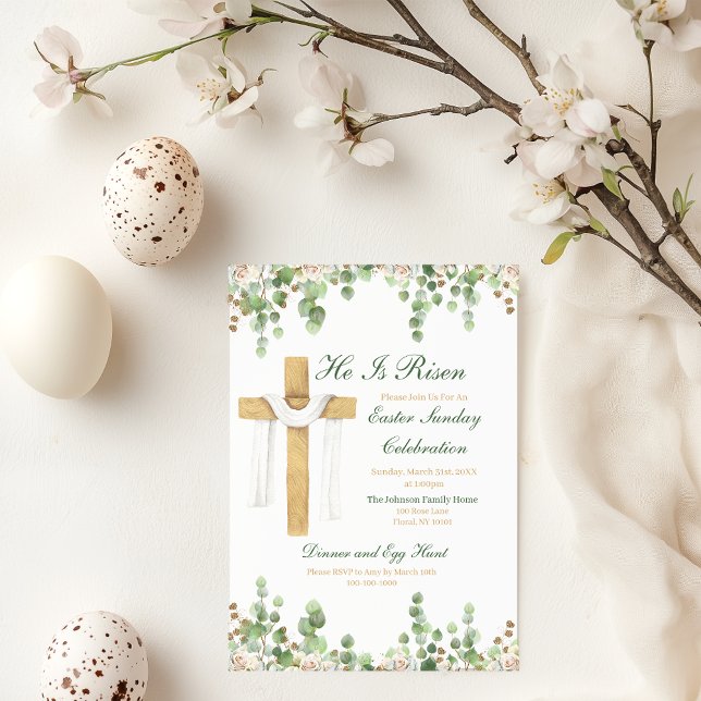 He Is Risen Christian Easter Invitation (Creator Uploaded)