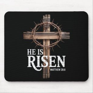 He Is Risen Christian Easter Matthew 286 Bible Ver Mouse Pad