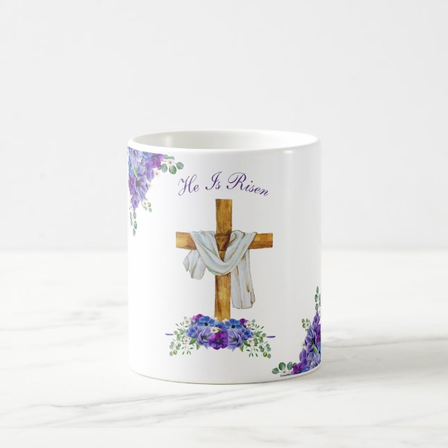He Is Risen Christian Easter Personalised Coffee Mug (Center)