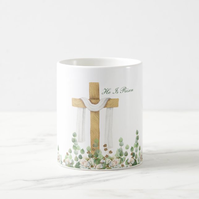 He Is Risen Christian Easter Personalised Coffee Mug (Center)