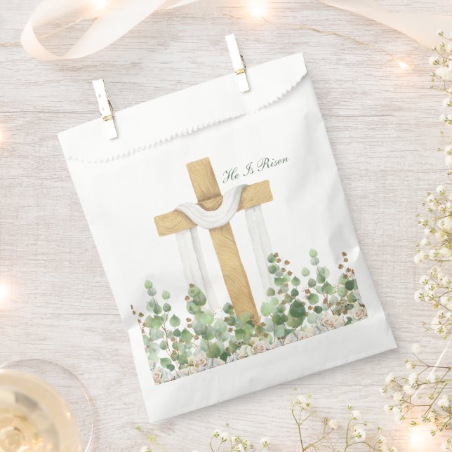 He Is Risen Christian Easter Personalised Favour Bags (Clipped)
