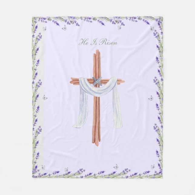 He Is Risen Christian Easter Personalised Fleece Blanket (Front)
