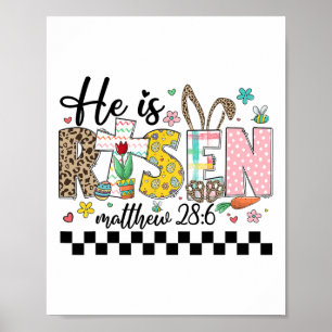 He Is Risen Christian Easter Rabbit Happy Easter W Poster