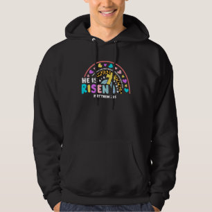 He Is Risen Christian Easter Rainbow Leopard Women Hoodie