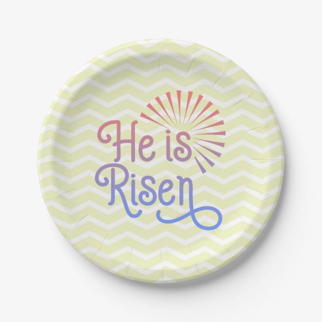 He is Risen Christian Easter Retro Paper Plate (Front)