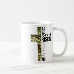 He Is Risen Christian Easter Verse Green Camo Cros Coffee Mug