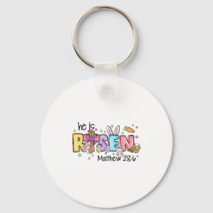 He Is Risen Christian Jesus Bible Verse Bunny Eggs Key Ring