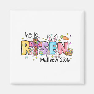 He Is Risen Christian Jesus Bible Verse Bunny Eggs Magnet