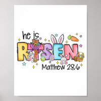 He Is Risen Christian Jesus Bible Verse Bunny Eggs