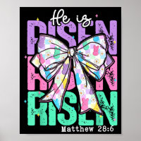 He Is Risen Christian Jesus Coquette Bow Bible Ver