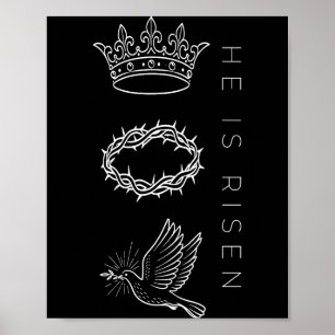 He is risen christian religious for women men poster