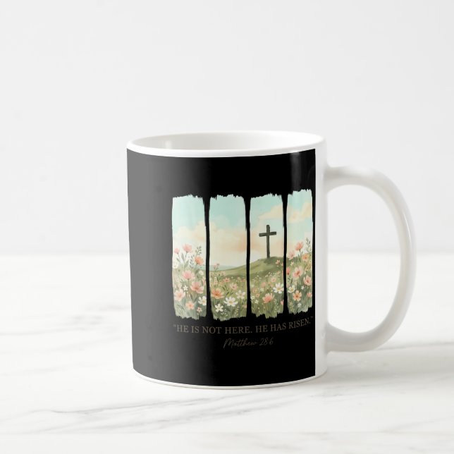 He is risen christian wildflower happy easter coffee mug (Right)